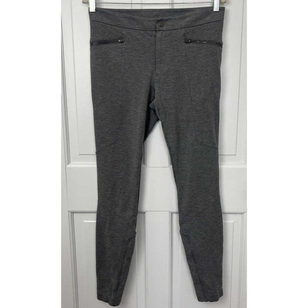 Athleta Ponte Moto Skinny Leg Pants Gray Leggings Womens Size 8T‎ Zipper Pockets